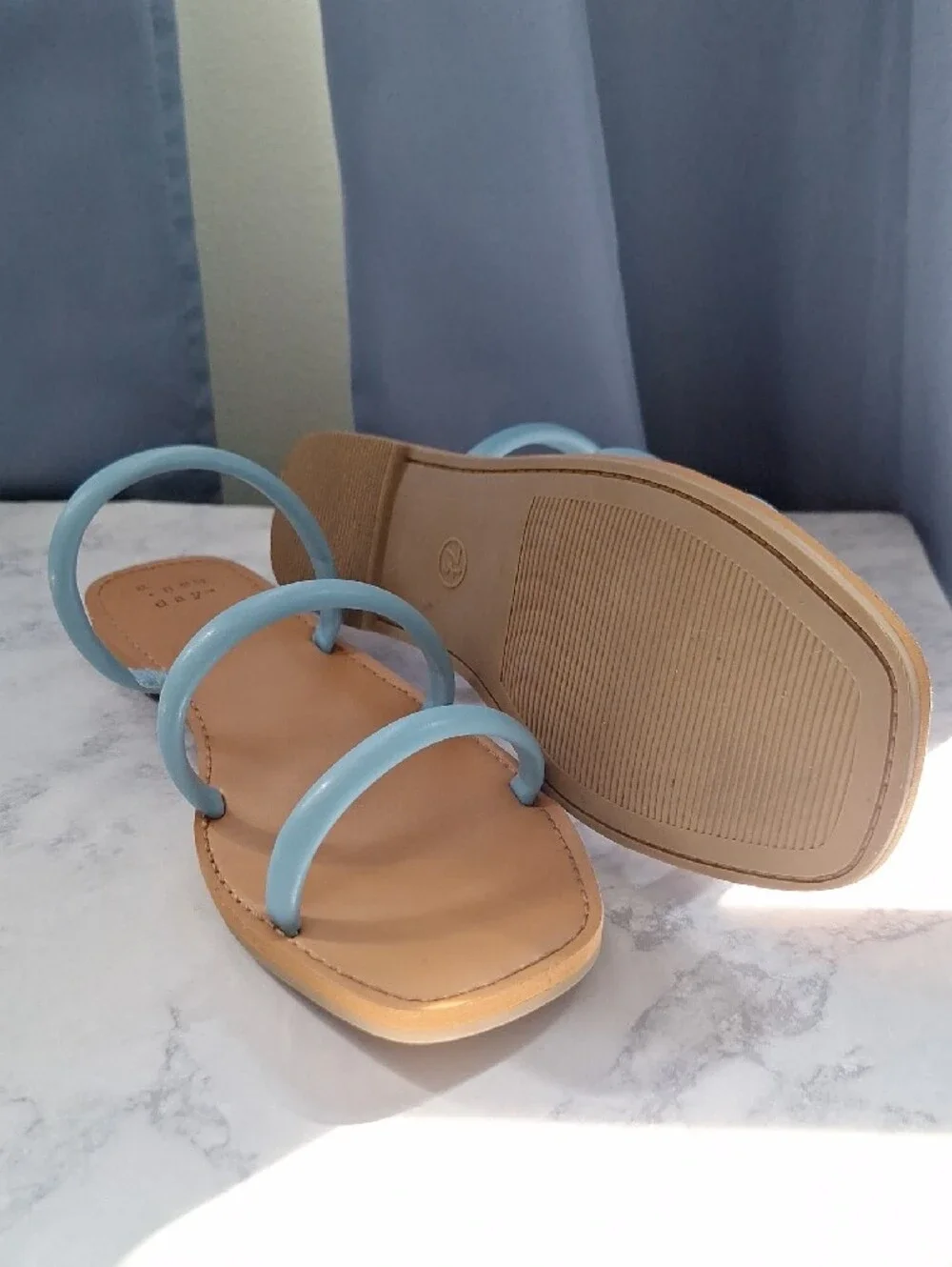a . new day Light Blue Triple-Strap Slide Sandals